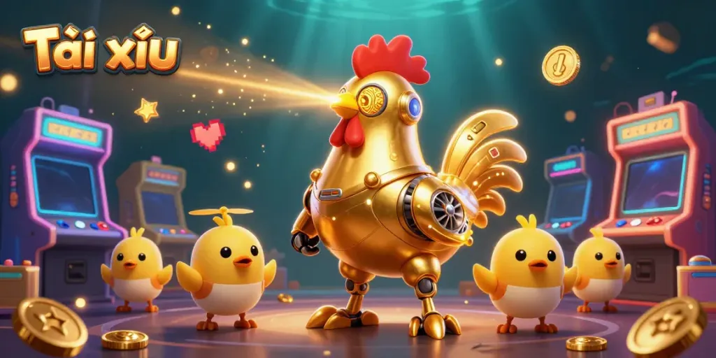 Engage in thrilling Tài xỉu action with dynamic 3D characters and arcade game elements.