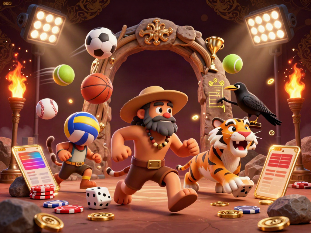 Experience the excitement of PH222 at a lively prehistoric casino with stone poker chips and bone dice.