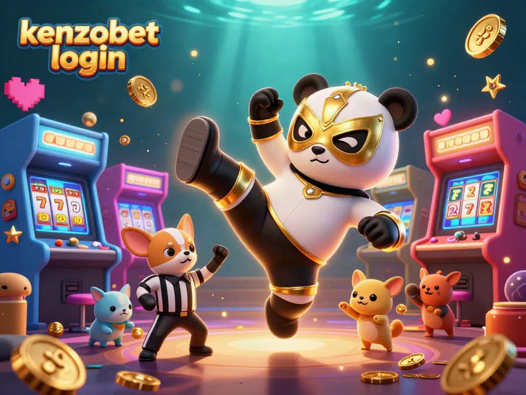 Engage in thrilling gameplay at Kenzobet login, where a panda wrestler brings the casino to life.
