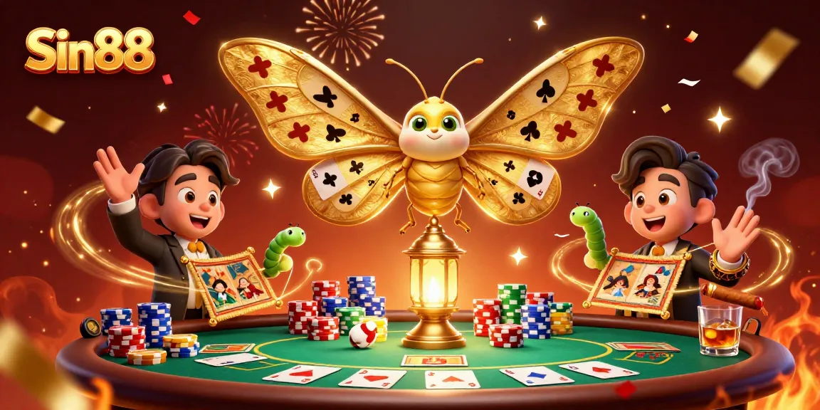 Sin88 captivates players with vibrant casino scenes and dynamic gaming elements in an elaborate 3D illustration.