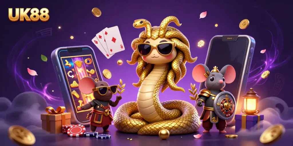 Experience thrilling gameplay at UK88 with vibrant casino elements and engaging characters.