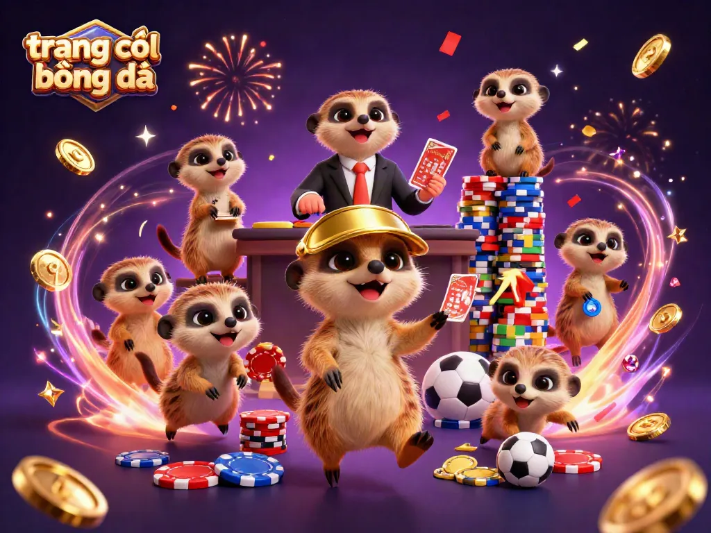 Engage in sports betting with trang cá cược bóng đá showcasing colorful meerkat characters and dynamic betting elements.