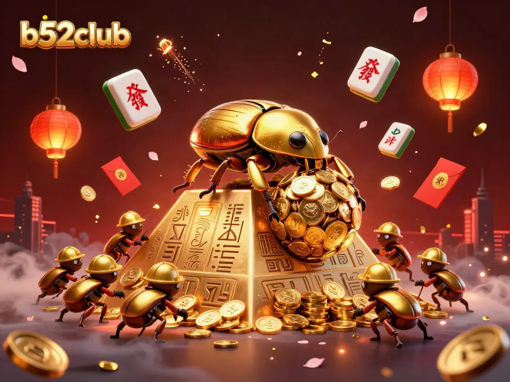Engage in thrilling action at b52club with golden coins and festive casino elements!