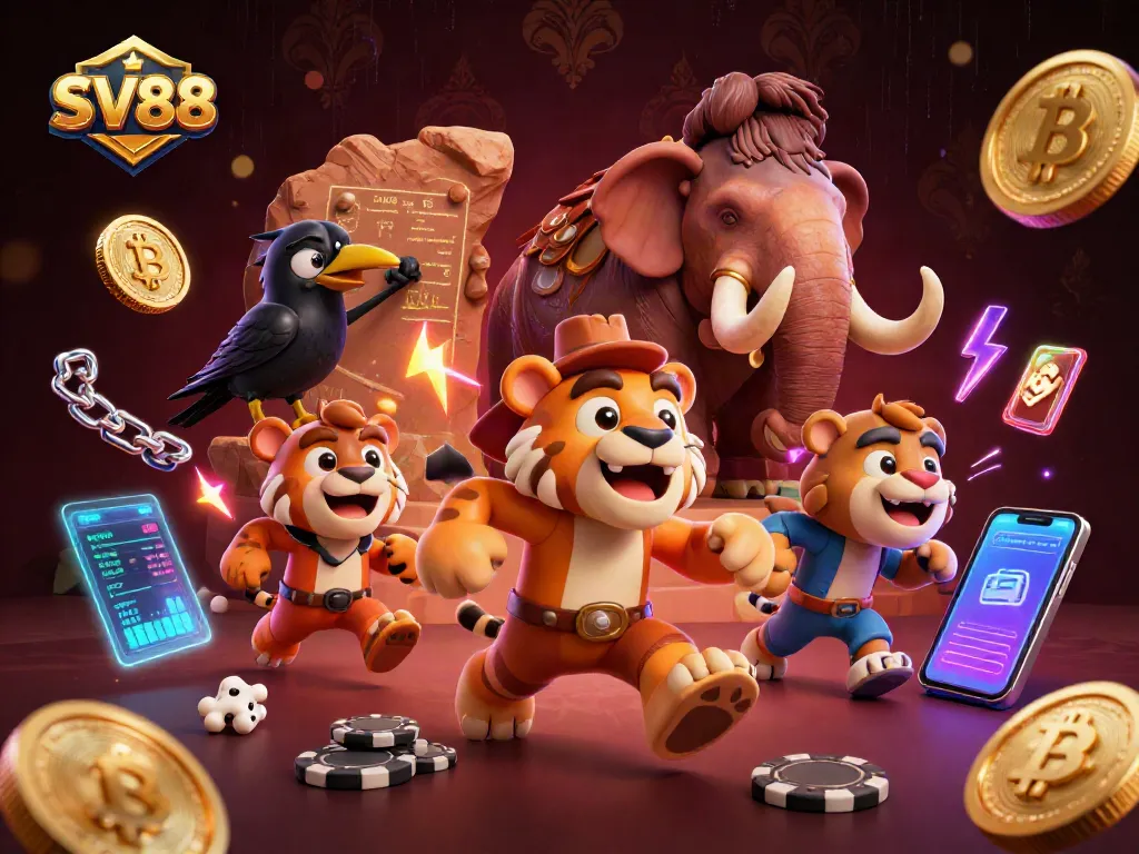Experience thrilling gameplay at SV88 with dynamic casino elements and cartoon characters.