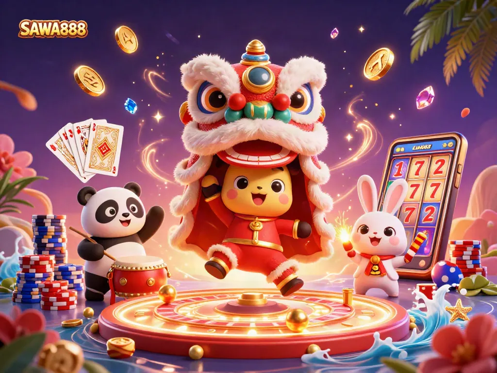 Experience the thrill of SAWA888 with dynamic casino elements and engaging character action.