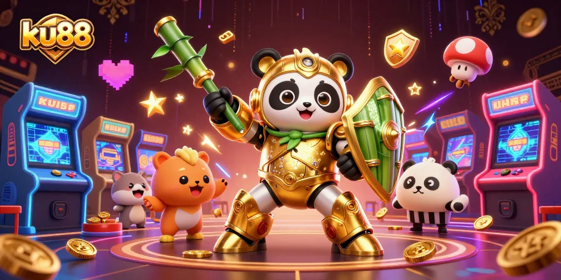 Engage in thrilling gaming action at ku88 with animated 3D characters in a vibrant casino arena.