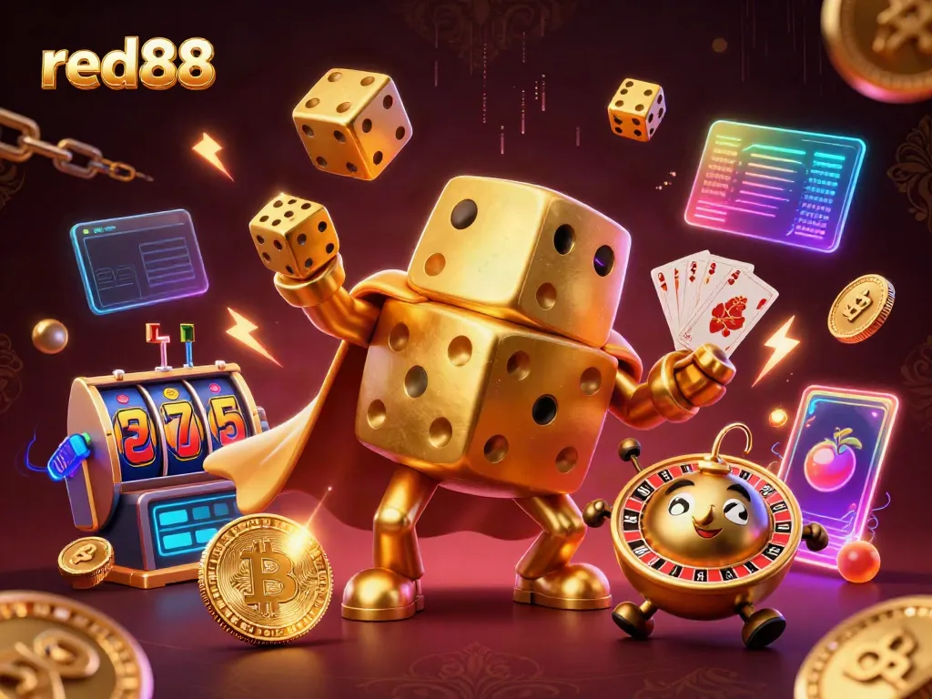 Engage with exciting red88 casino games and vibrant slots through dynamic 3D illustration.