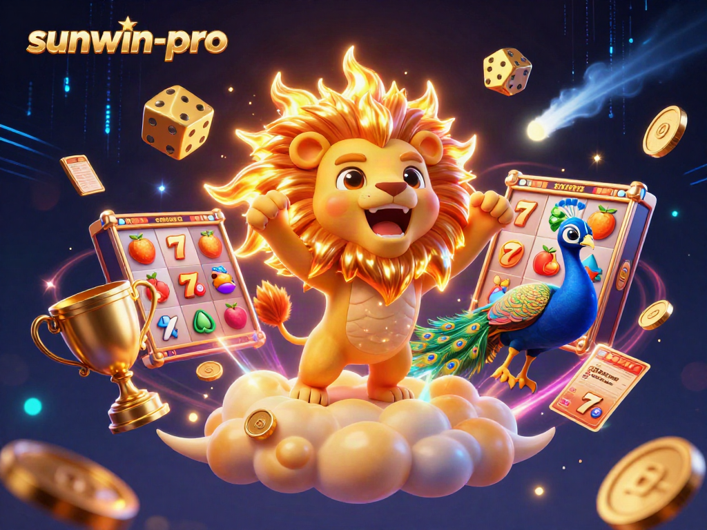Join the excitement with the sunwin-pro lion and dynamic slot elements in this vibrant casino scene.