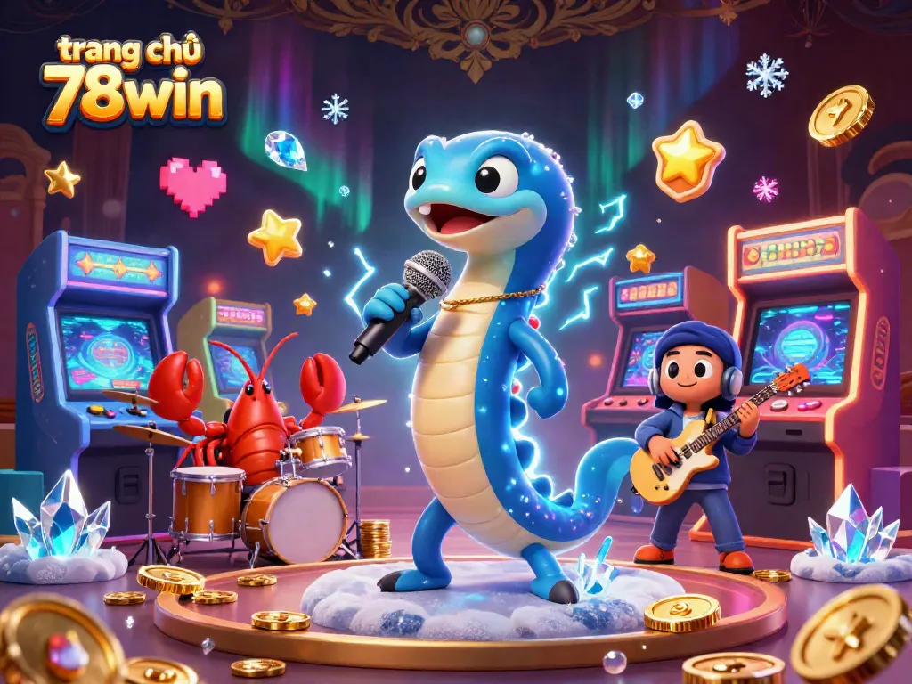 Experience the vibrant underwater world of trang chủ 78win with electric eel DJs and casino elements.