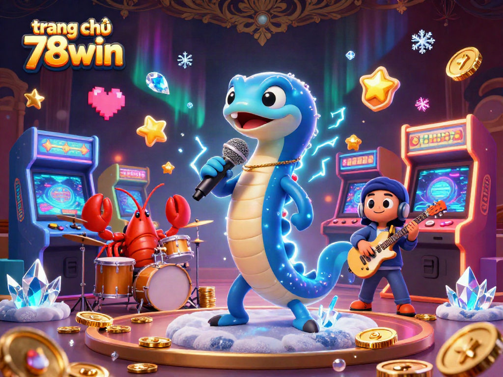 Experience the vibrant underwater world of trang chủ 78win with electric eel DJs and casino elements.