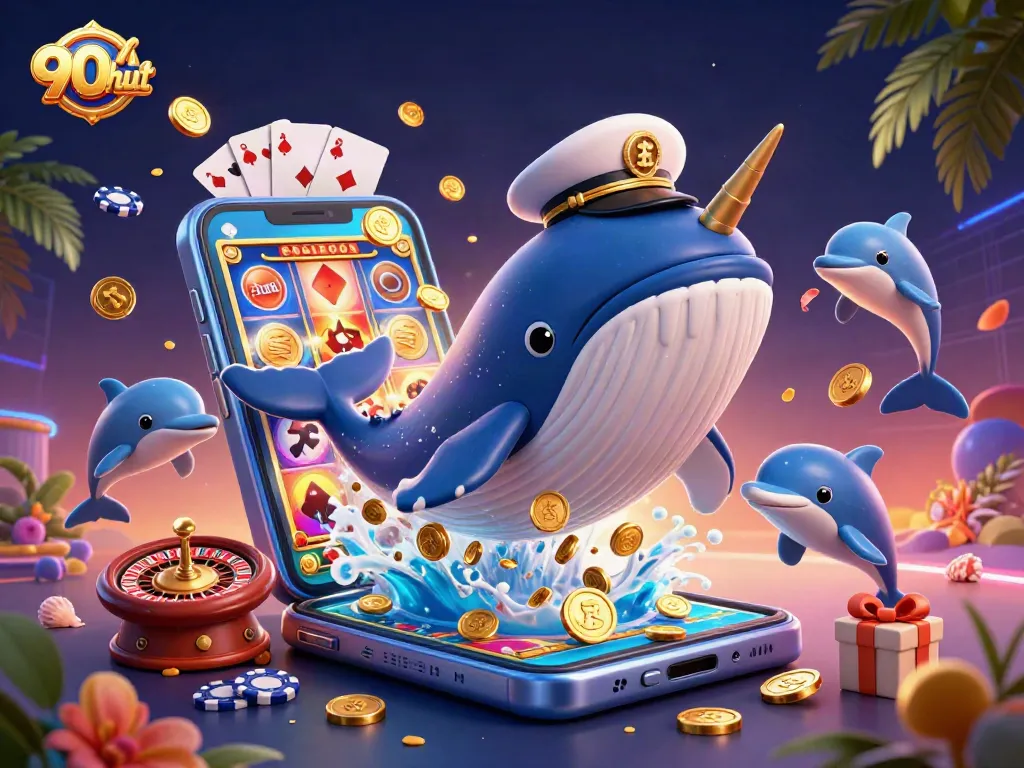 Experience thrilling wins with 90phut inspired casino 3D illustration featuring vibrant gaming elements.