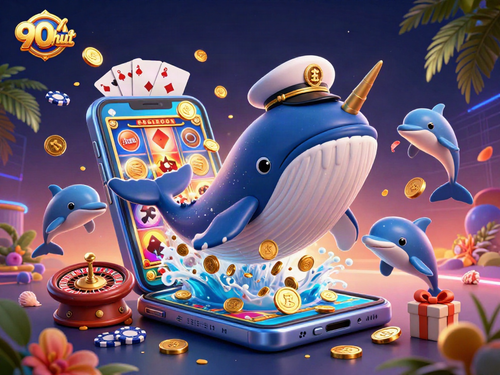 Experience thrilling wins with 90phut inspired casino 3D illustration featuring vibrant gaming elements.
