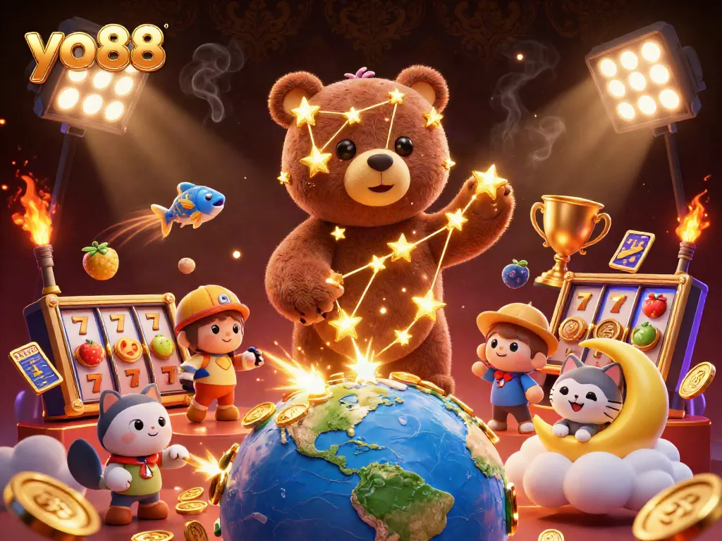 Enjoy thrilling wins with yo88 at the slots, surrounded by captivating casino elements.