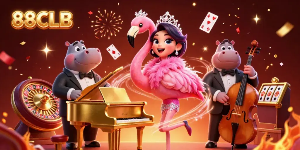 Experience the vibrant 88CLB online casino atmosphere with engaging gaming elements and colorful characters.