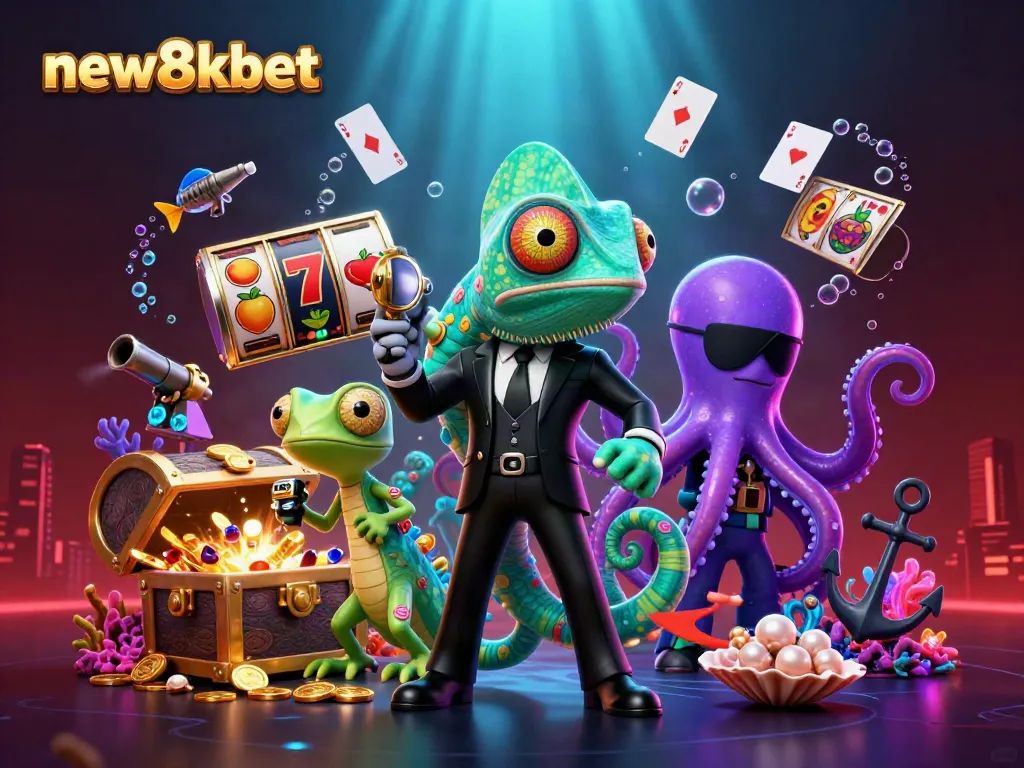 Experience thrilling gameplay at new8kbet with dynamic 3D casino characters and slot elements.