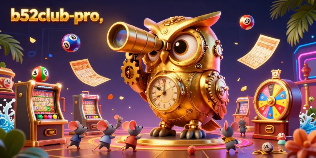 Experience the excitement of b52club-pro with vibrant lottery balls and an energetic casino scene.