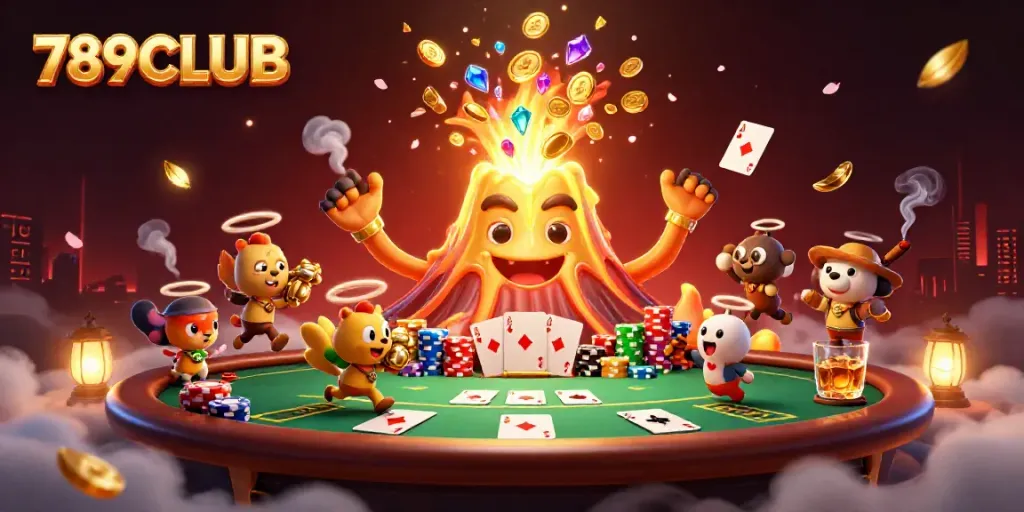Engage with 789CLUB's energetic casino scene featuring treasure and poker action.