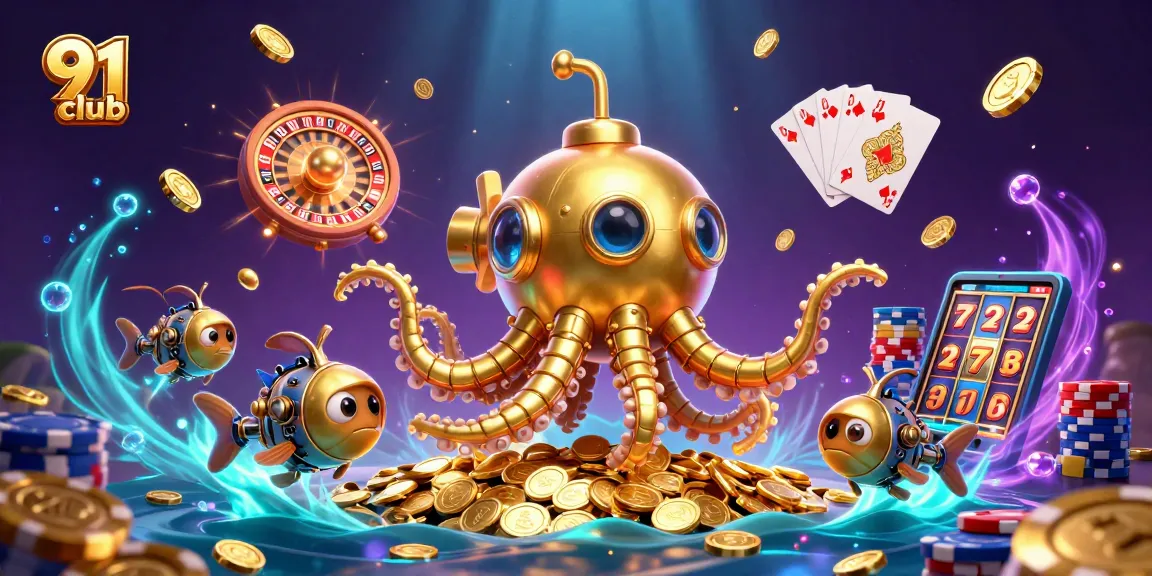 Experience the thrill of the 91 club in ultra-detailed 3D art featuring exciting casino elements.