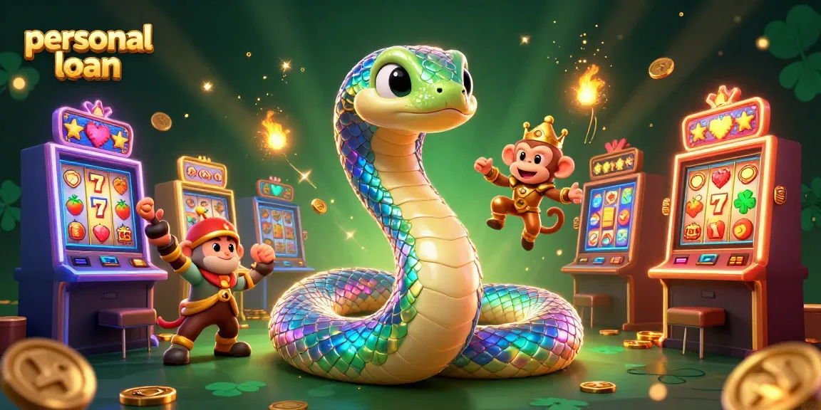 Play slots and win with a personal loan in a dynamic illustrated casino scene.