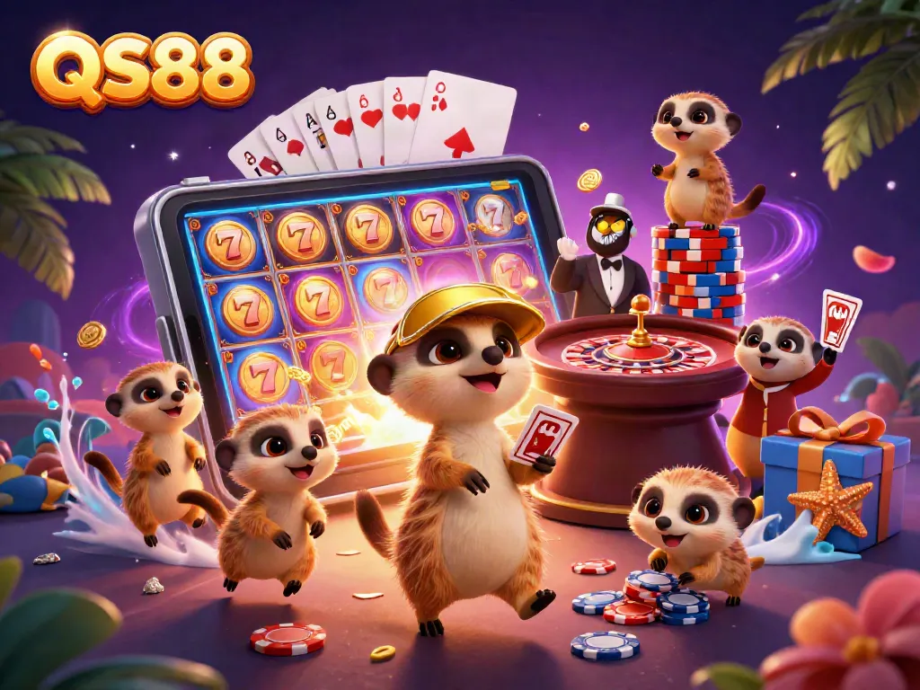 Experience thrilling casino action with QS88 meerkats managing an exciting gaming environment.