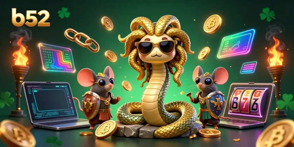 Engage with b52's exciting casino experience featuring Medusa, a warrior mouse, and crypto elements.