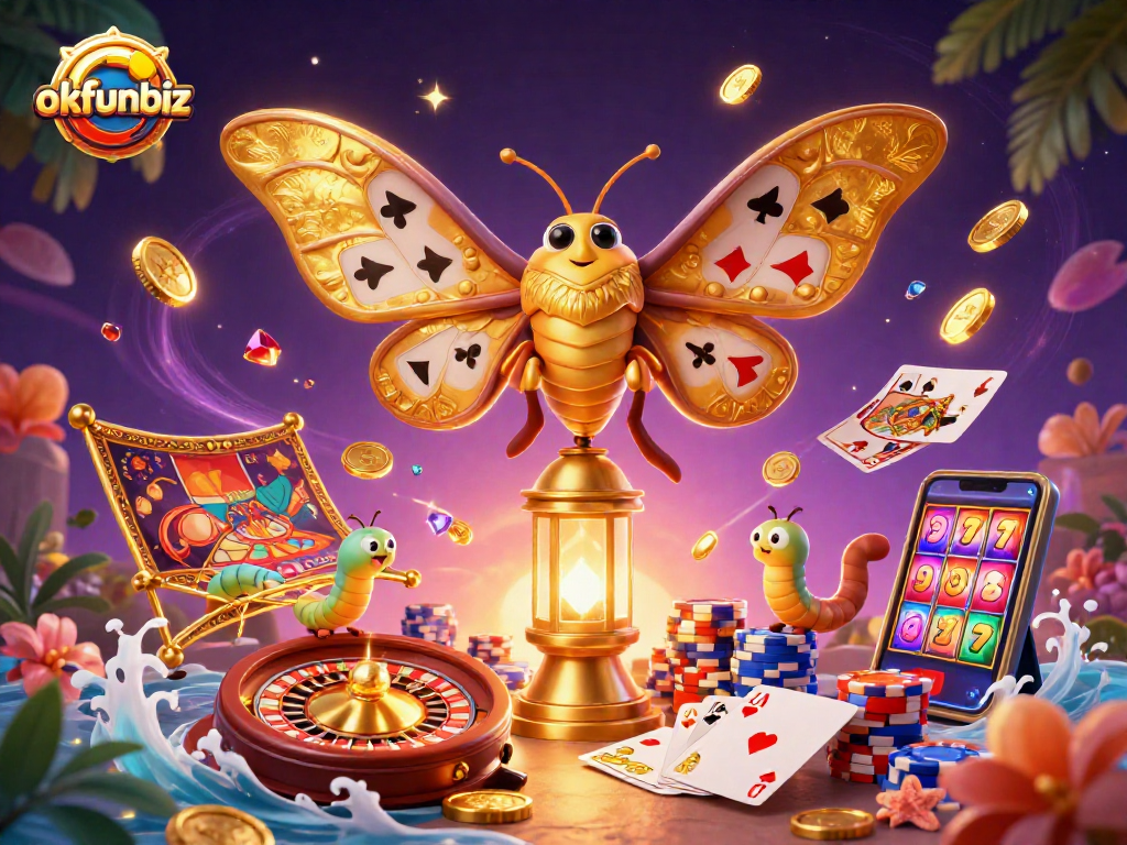 Experience thrilling luck at okfunbiz with vibrant casino elements and captivating imagery.